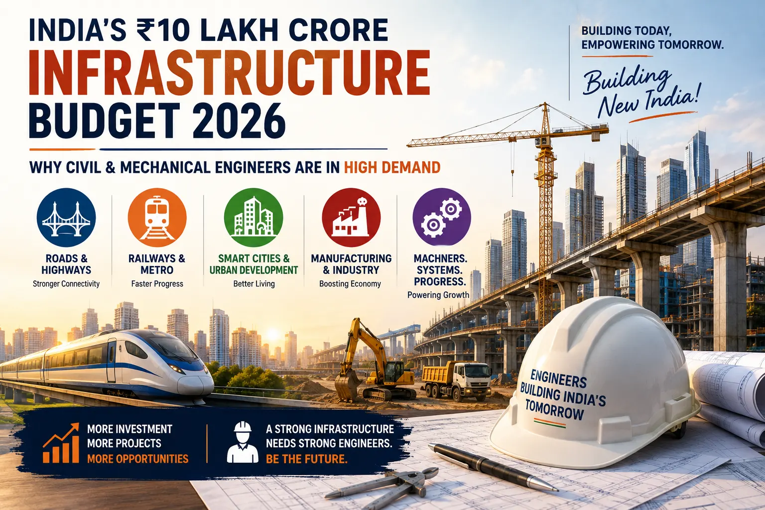 India's ₹10 Lakh Crore Infrastructure Budget 2026 — Why Civil & Mechanical Engineers Are in High Demand